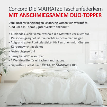 Matratzen Concord Taschenfederkernmatratze mit Duo Topper, Kaltschaum, Öko-Tex, atmungsaktiv