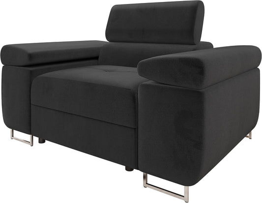 Mirjan24 Sofa Torezio I 1-Sitzer – Polstersofa mit verstellbarer Kopfstütze, Metallfüße, Modern