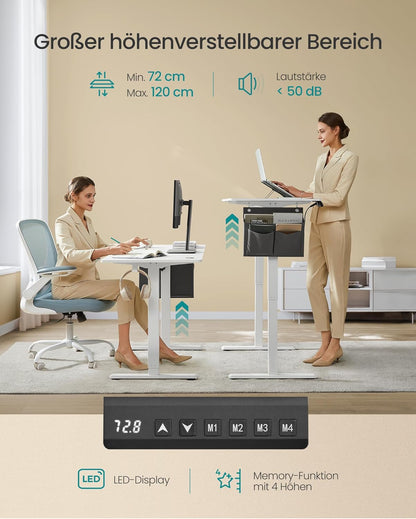 SONGMICS höhenverstellbarer Schreibtisch elektrisch – Rechteck, Memory, modern
