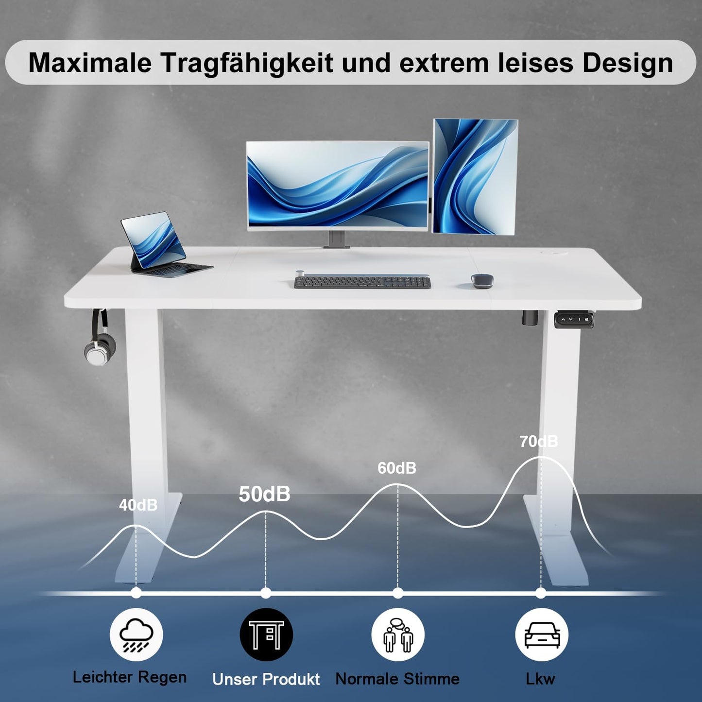 Devoko höhenverstellbarer Schreibtisch elektrisch – ergonomisch, stabil, mit Speicherfunktion