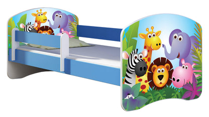 ACMA Kinderbett Jugendbett mit Einer Schublade und Matratze Blau mit Rausfallschutz Lattenrost II 140x70 160x80 180x80 (36 Feuerwehr, 160x80)
