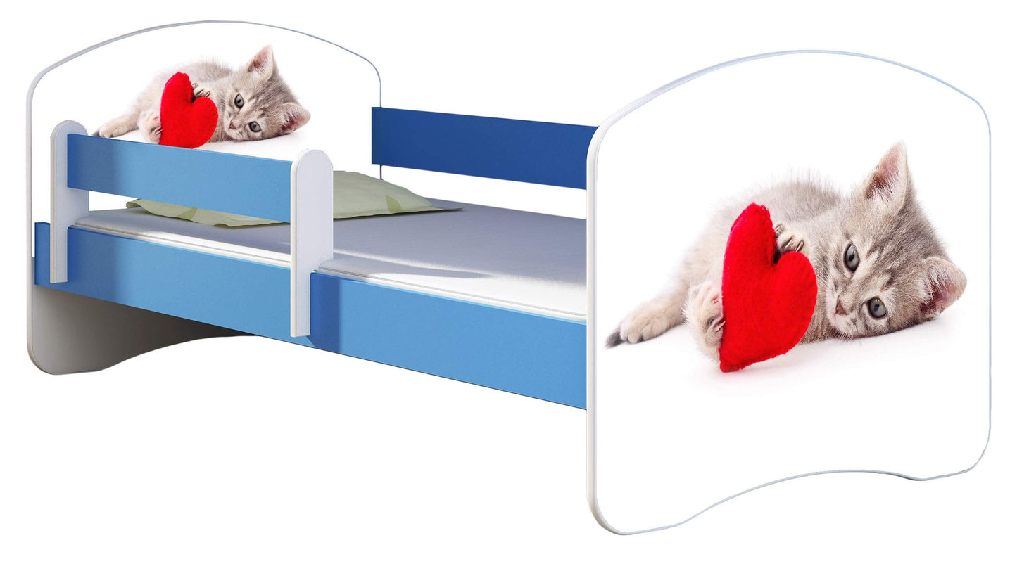 ACMA Kinderbett Jugendbett mit Einer Schublade und Matratze Blau mit Rausfallschutz Lattenrost II 140x70 160x80 180x80 (36 Feuerwehr, 160x80)