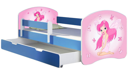 ACMA Kinderbett Jugendbett mit Einer Schublade und Matratze Blau mit Rausfallschutz Lattenrost II 140x70 160x80 180x80 (36 Feuerwehr, 160x80)
