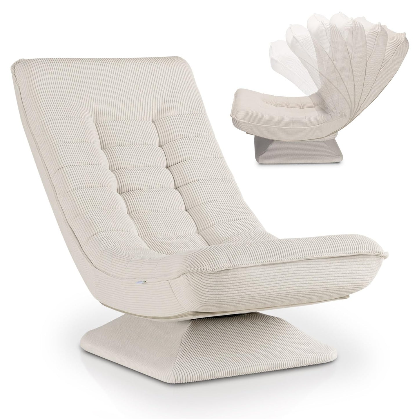 JUSKYS Relaxsessel Korsika, Cord, 360° drehbar & klappbar, Dunkelgrau, Metallrahmen