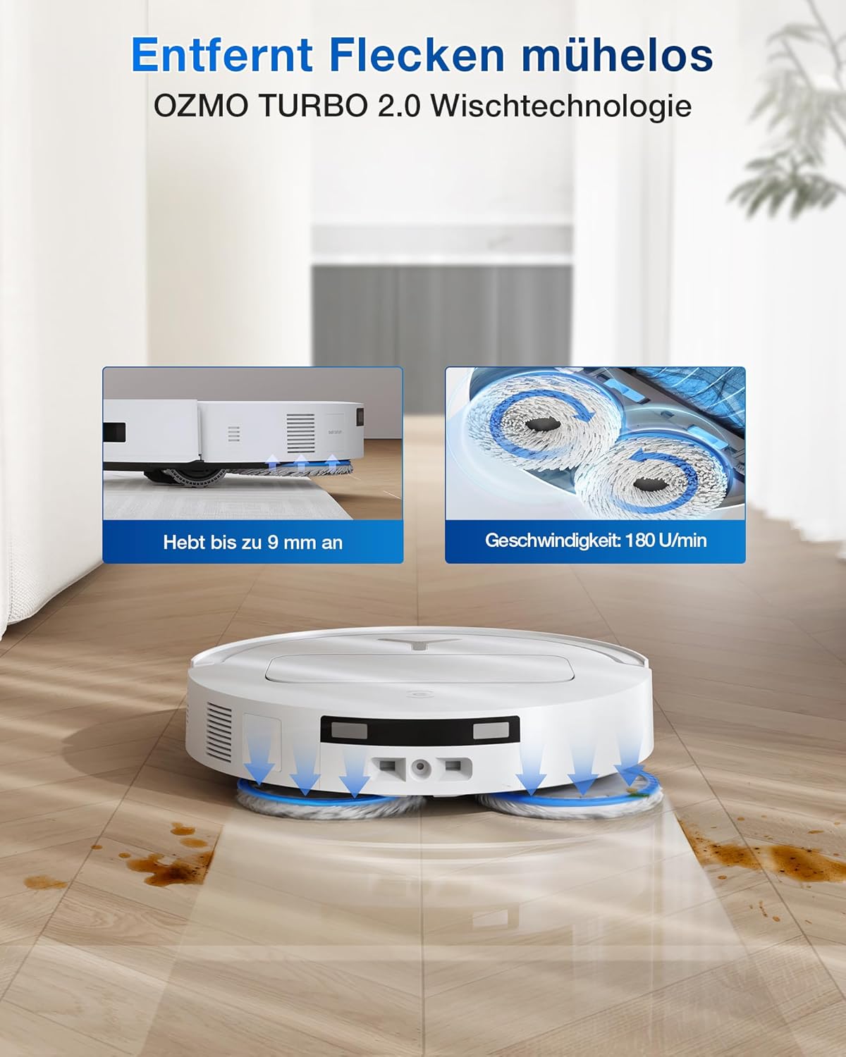 ECOVACS DEEBOT T50 Omni Saugroboter: 15.000 Pa, Heisswasser-Wischfunktion mit All-in-One Station