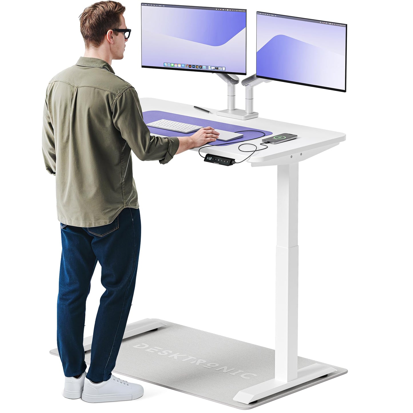 Desktronic HomeOne Elektrisch Höhenverstellbarer Schreibtisch, USB-Anschlüsse, Ergonomisch