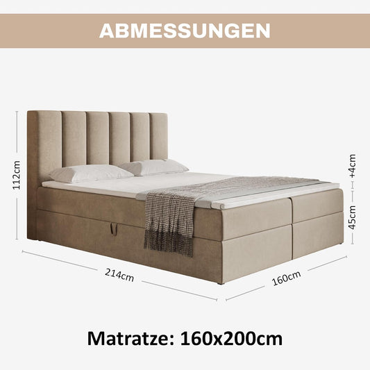 Motivena Santiago Boxspringbett mit Bettkasten, Matratze & Topper