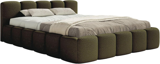 Selsey Polsterbett Cloudy Low mit Stauraum – Gepolstertes Bett mit Lattenrost, Metallrahmen, Bouclé-Stoff, modern