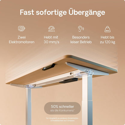 Desktronic HomeOne Elektrisch Höhenverstellbarer Schreibtisch, USB-Anschlüsse, Ergonomisch