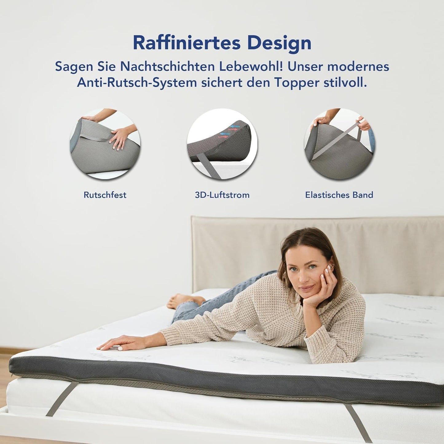 MKS Gel-Topper mit Memory-Schaum – 7 cm Matratzentopper, H2/H3, 3D-Luftstrom, Bambusbezug