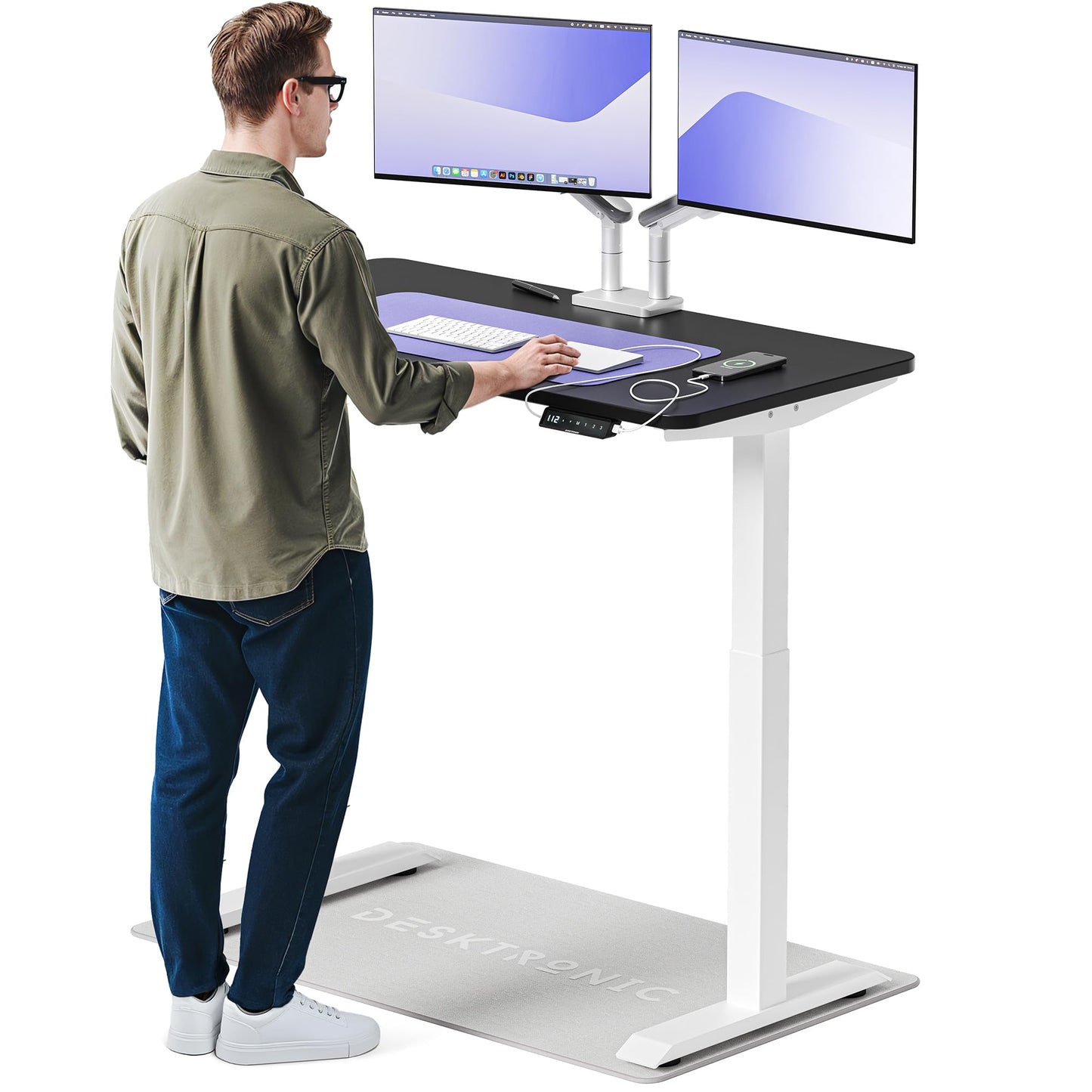 Desktronic HomeOne Elektrisch Höhenverstellbarer Schreibtisch, USB-Anschlüsse, Ergonomisch