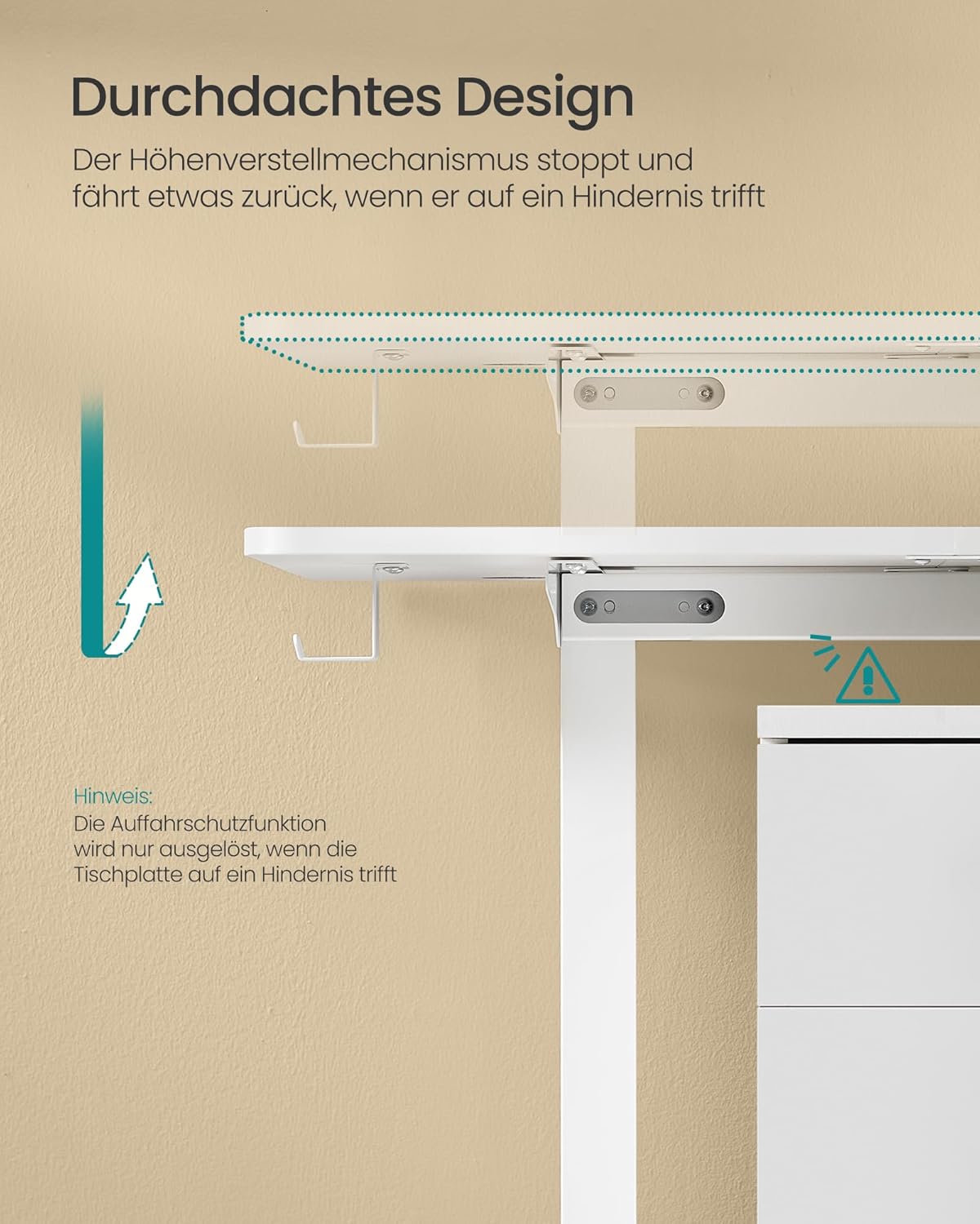 SONGMICS höhenverstellbarer Schreibtisch elektrisch – Rechteck, Memory, modern