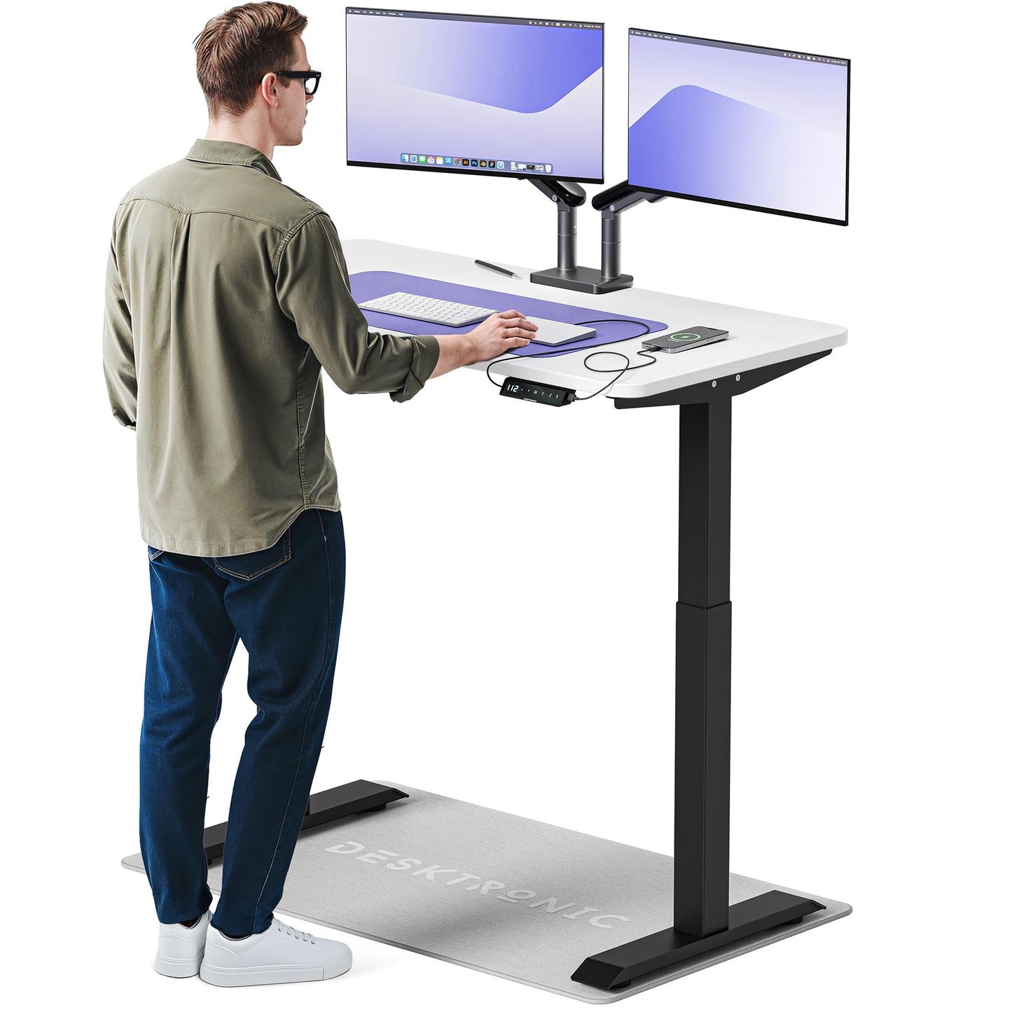 Desktronic HomeOne Elektrisch Höhenverstellbarer Schreibtisch, USB-Anschlüsse, Ergonomisch