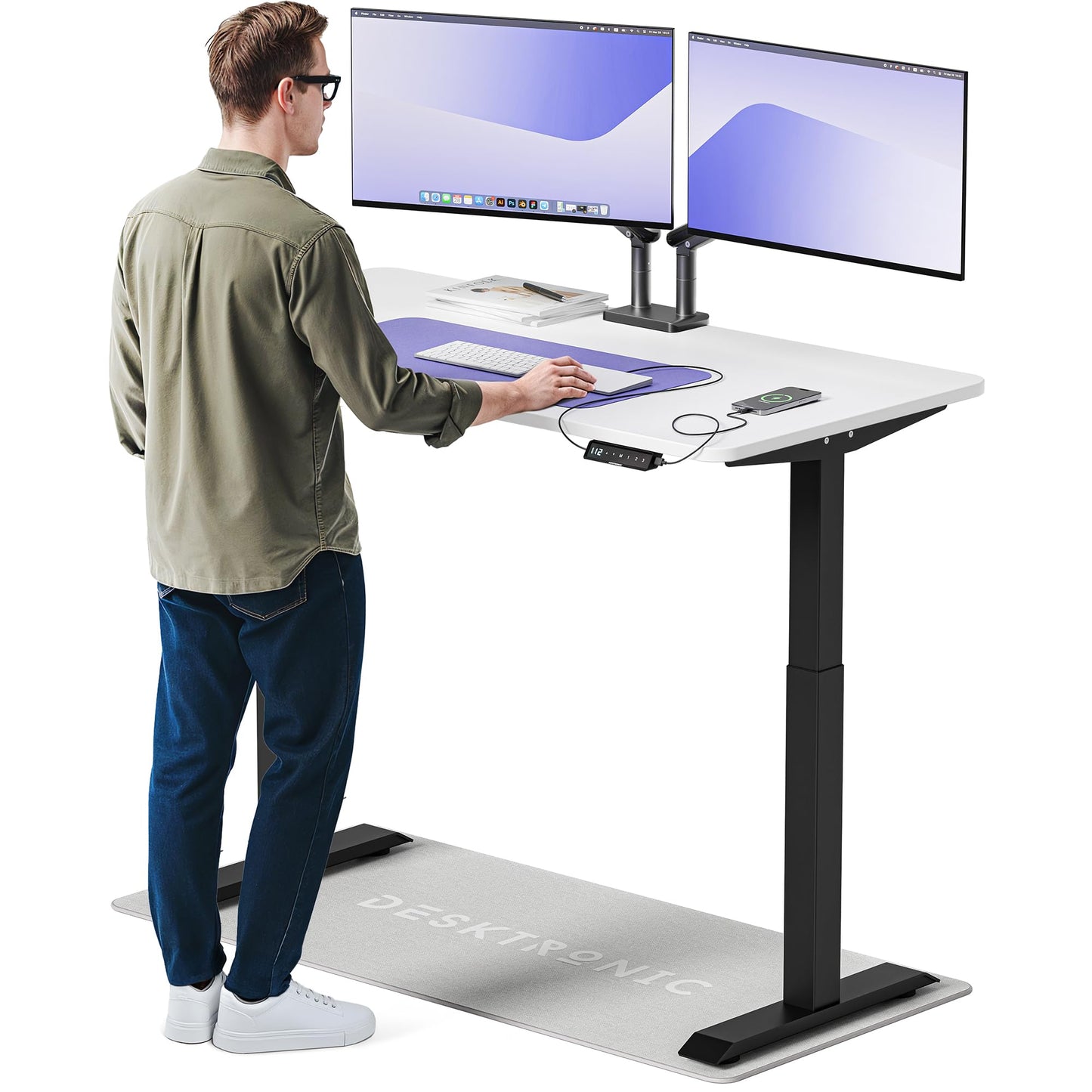 Desktronic HomeOne Elektrisch Höhenverstellbarer Schreibtisch, USB-Anschlüsse, Ergonomisch