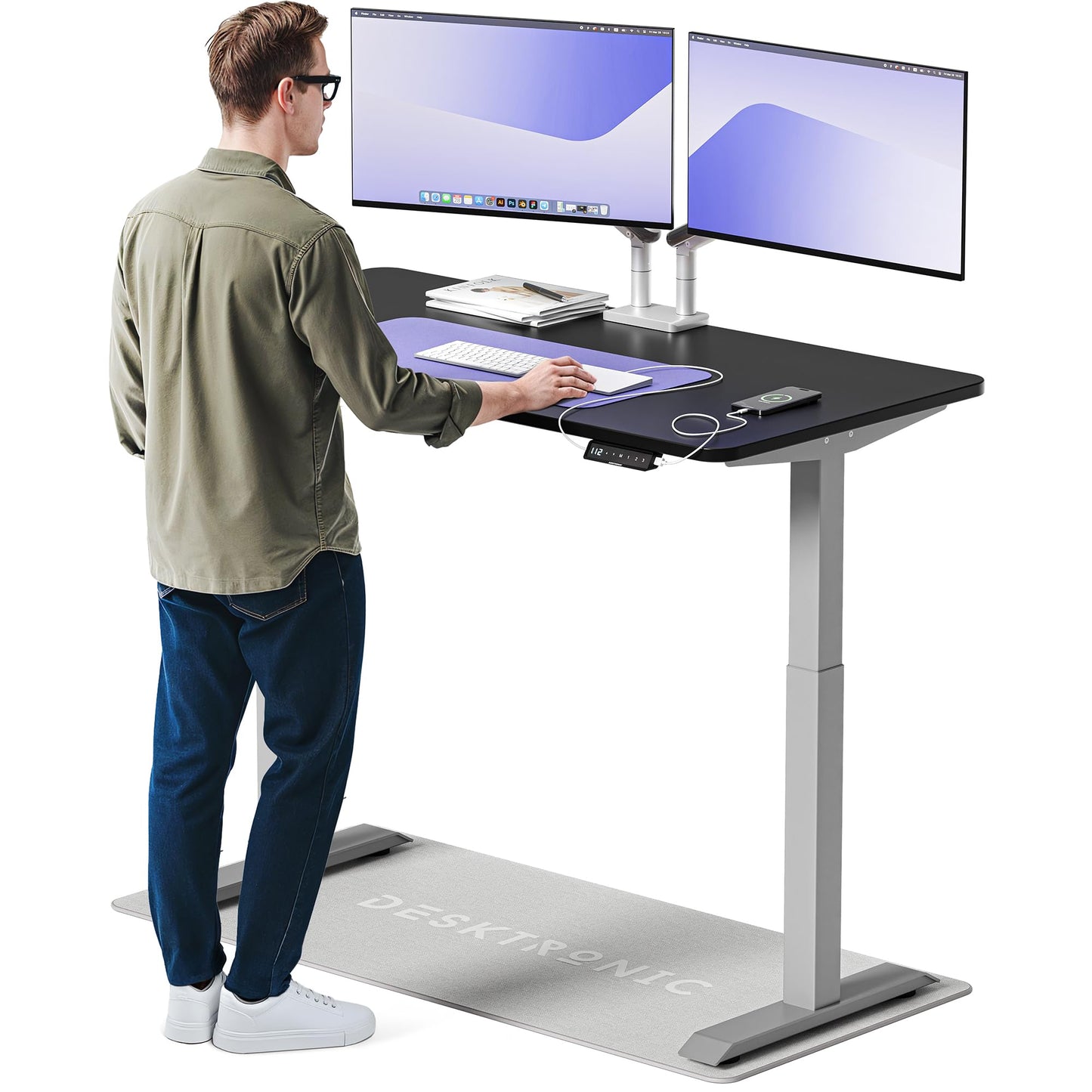 Desktronic HomeOne Elektrisch Höhenverstellbarer Schreibtisch, USB-Anschlüsse, Ergonomisch