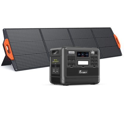 FOSSiBOT F2400 Solargenerator mit Solar panel 400W, 2048Wh, LiFePO4 Tragbare Powerstation, 3 Ausgang AC 2400W (4800W Peak), 1100W Schnellladung, Power Station für Camping, Reisen
