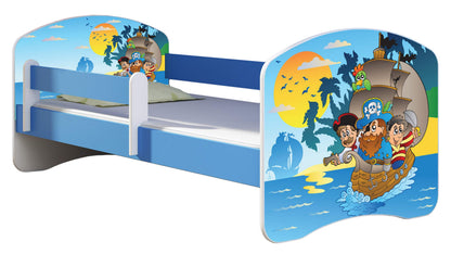 ACMA Kinderbett Jugendbett mit Einer Schublade und Matratze Blau mit Rausfallschutz Lattenrost II 140x70 160x80 180x80 (36 Feuerwehr, 160x80)