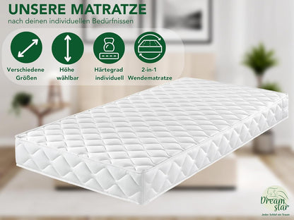 DREAMSTAR Ergo Flex Duo 7-Zonen Kaltschaummatratze, Ergonomisch, Hypoallergen, Abnehmbarer Bezug