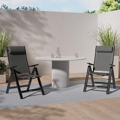 KESSER Gartenstuhl Hochlehner – Klappstuhl Aluminium, Wetterfest, Mit Kopfkissen, Outdoor