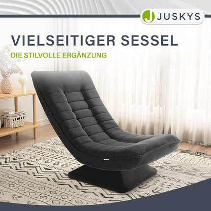 JUSKYS Relaxsessel Korsika, Cord, 360° drehbar & klappbar, Dunkelgrau, Metallrahmen
