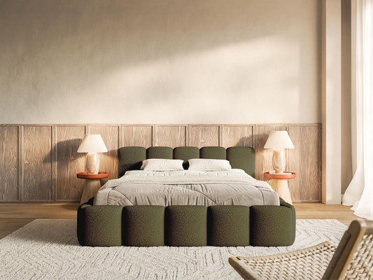 Selsey Polsterbett Cloudy Low mit Stauraum – Gepolstertes Bett mit Lattenrost, Metallrahmen, Bouclé-Stoff, modern