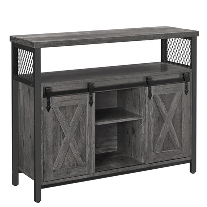 VASAGLE Sideboard mit Schiebetüren, Küchenschrank Landhausstil, Vintagebraun 100 cm