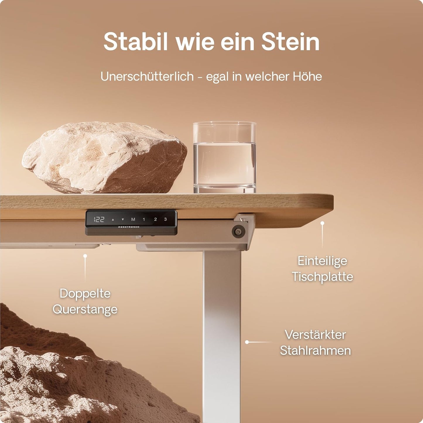 Desktronic HomeOne Elektrisch Höhenverstellbarer Schreibtisch, USB-Anschlüsse, Ergonomisch