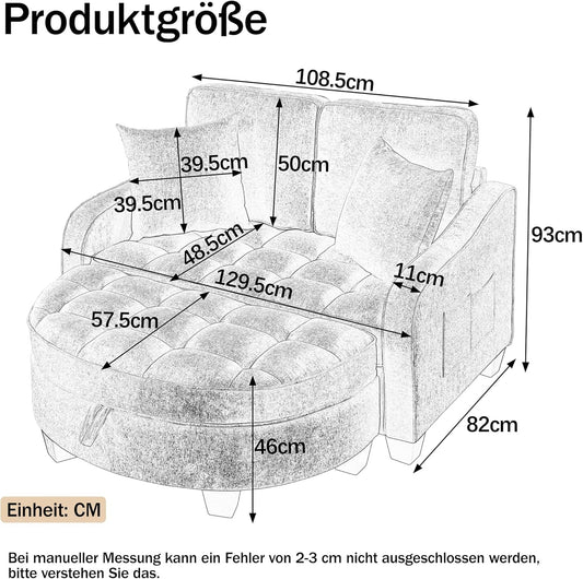 Gelukueub Multifunktionales Sofa-Bett 2-in-1 – Modernes Schlafsofa mit Stauraum, platzsparend