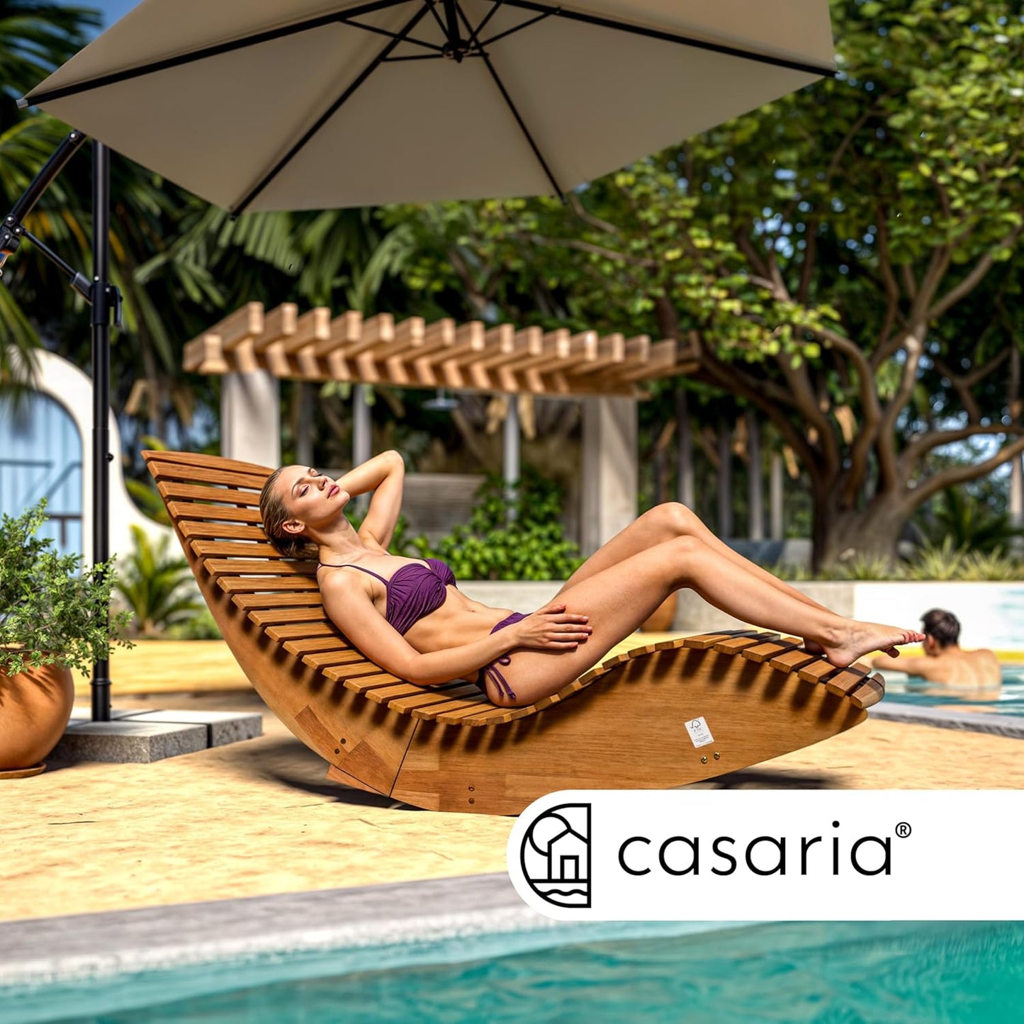 Casaria Sonnenliege 2er Set aus Akazienholz – Klappbar, Wetterfest, FSC-zertifiziert, 195×60 cm, Braun
