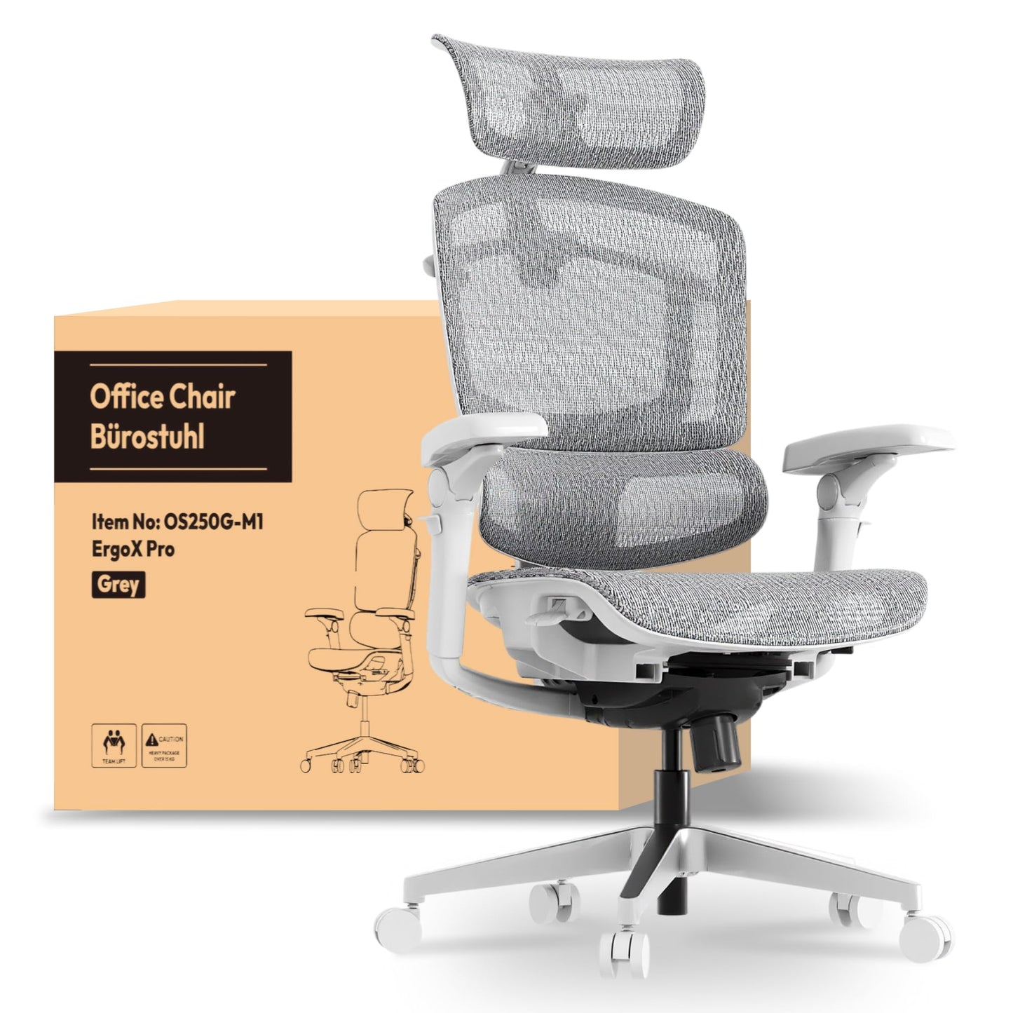 FLEXISPOT ErgoX Ergonomischer Bürostuhl mit Fußstütze – 5D-Rückenlehne, 3D-Armlehnen, Atmungsaktiv