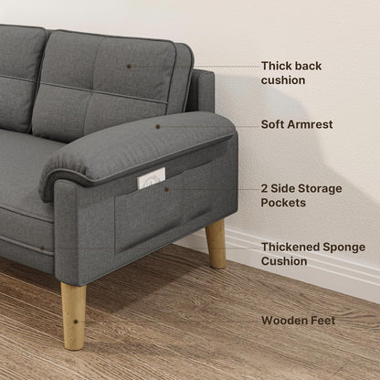 Xbro 2-Sitzer Sofa aus Stoff – Modernes Loveseat, Mit Armlehnen und Seitentasche