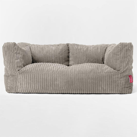 Lounge Pug 2-Sitzer Sitzsacksofa Albert, Cord Nerzfarben, Riesiger Sitzsack mit Rückenlehne, Schlafsofa