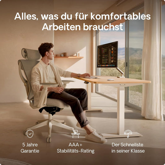 Desktronic HomeOne Elektrisch Höhenverstellbarer Schreibtisch, USB-Anschlüsse, Ergonomisch