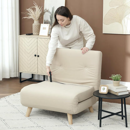 HOMCOM 3-in-1 Schlafsessel Beige – Klappsofa mit Bettfunktion & verstellbarer Rückenlehne