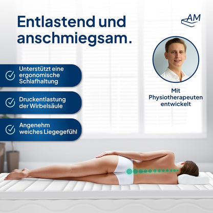AM Qualitätsmatratzen Gelschaum-Topper – Memory-Schaum, Atmungsaktiv, Lyocell Bezug, Antirutsch
