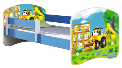 ACMA Kinderbett Jugendbett mit Einer Schublade und Matratze Blau mit Rausfallschutz Lattenrost II 140x70 160x80 180x80 (36 Feuerwehr, 160x80)