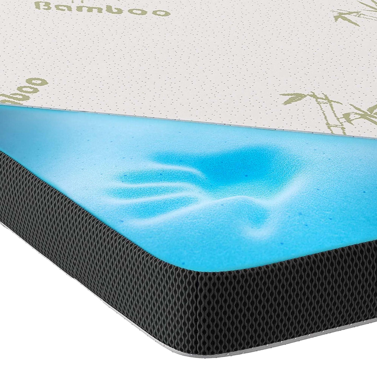 MKS Gel-Topper mit Memory-Schaum – 7 cm Matratzentopper, H2/H3, 3D-Luftstrom, Bambusbezug