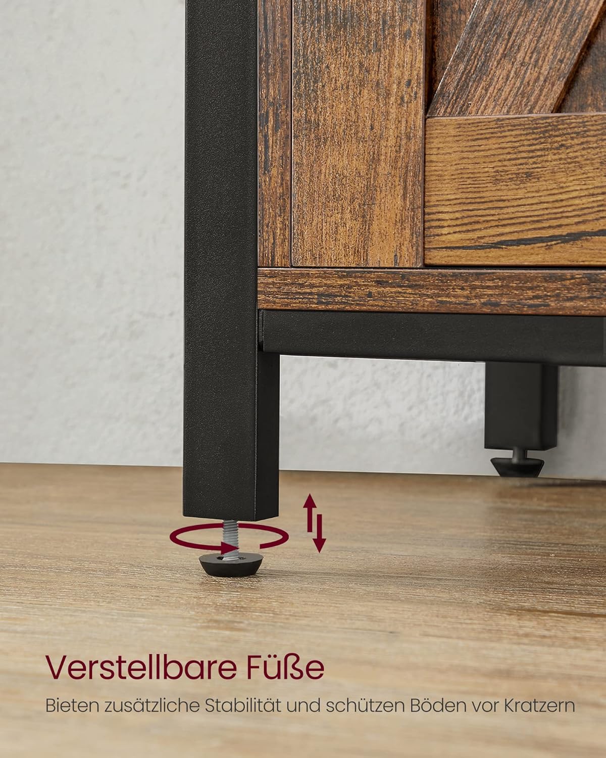 VASAGLE Sideboard mit Schiebetüren, Küchenschrank Landhausstil, Vintagebraun 100 cm