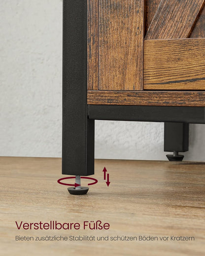 VASAGLE Sideboard mit Schiebetüren, Küchenschrank Landhausstil, Vintagebraun 100 cm