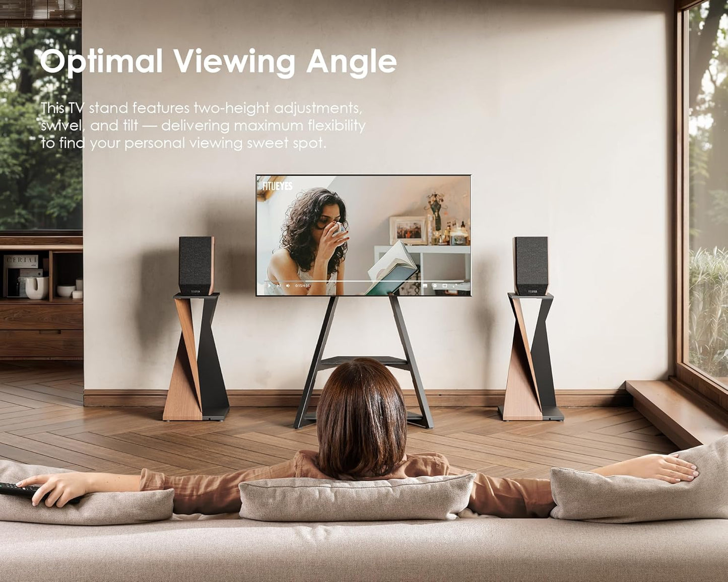FITUEYES Mobiler TV Ständer mit Rollen für 32–65 Zoll Fernseher