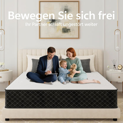 PurrJoys Taschenfederkernmatratze 7-Zonen, H3/H4, Memory-Schaum, 25 cm