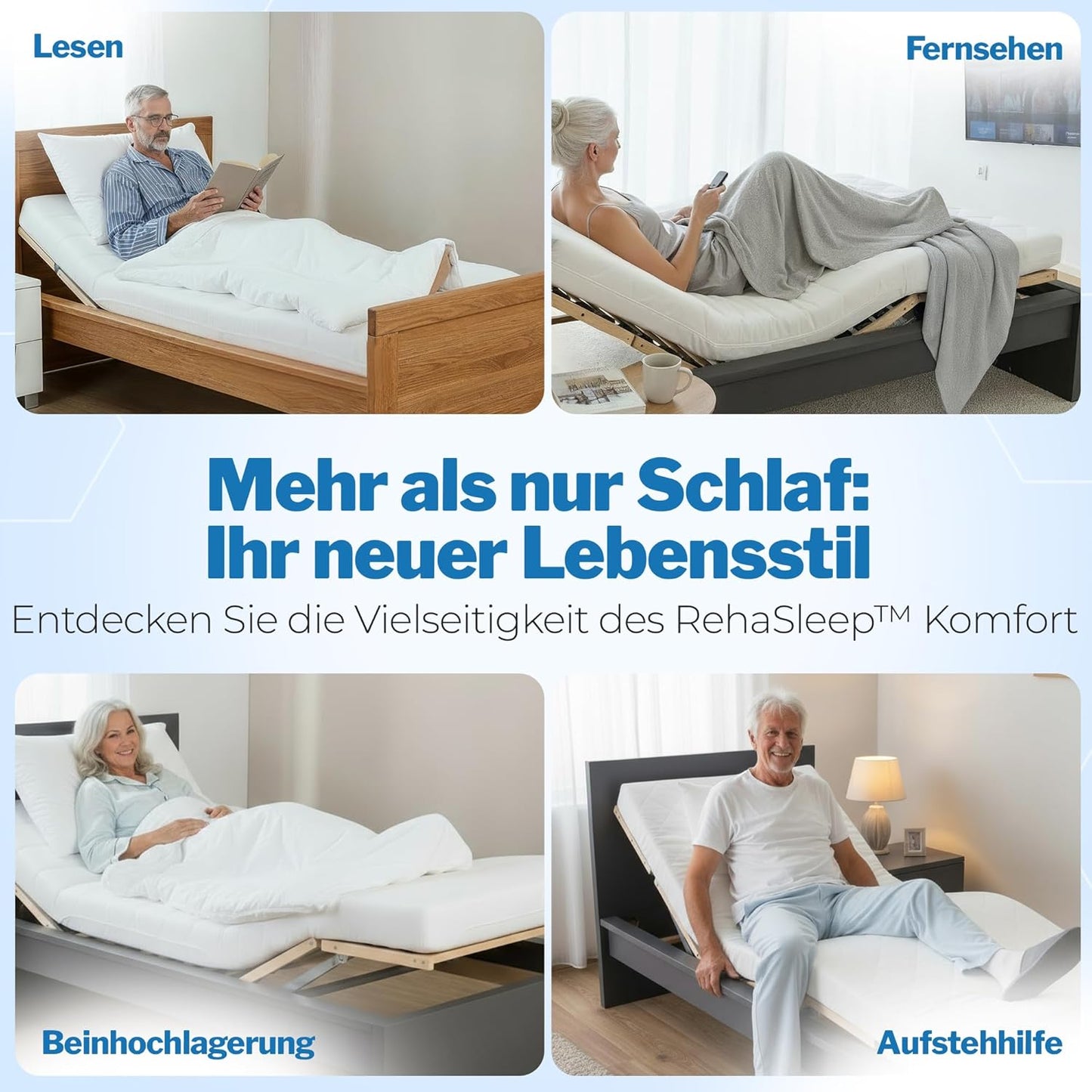 RehaSleep Komfort Lattenrost elektrisch verstellbar, Birkenholz, Made in Germany