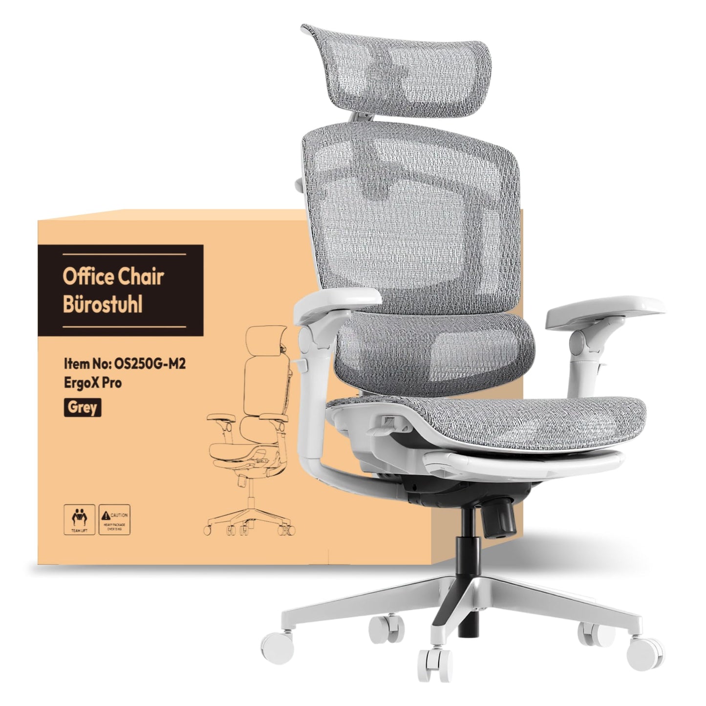 FLEXISPOT ErgoX Ergonomischer Bürostuhl mit Fußstütze – 5D-Rückenlehne, 3D-Armlehnen, Atmungsaktiv