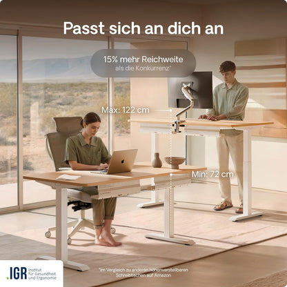 Desktronic HomeOne Elektrisch Höhenverstellbarer Schreibtisch, USB-Anschlüsse, Ergonomisch
