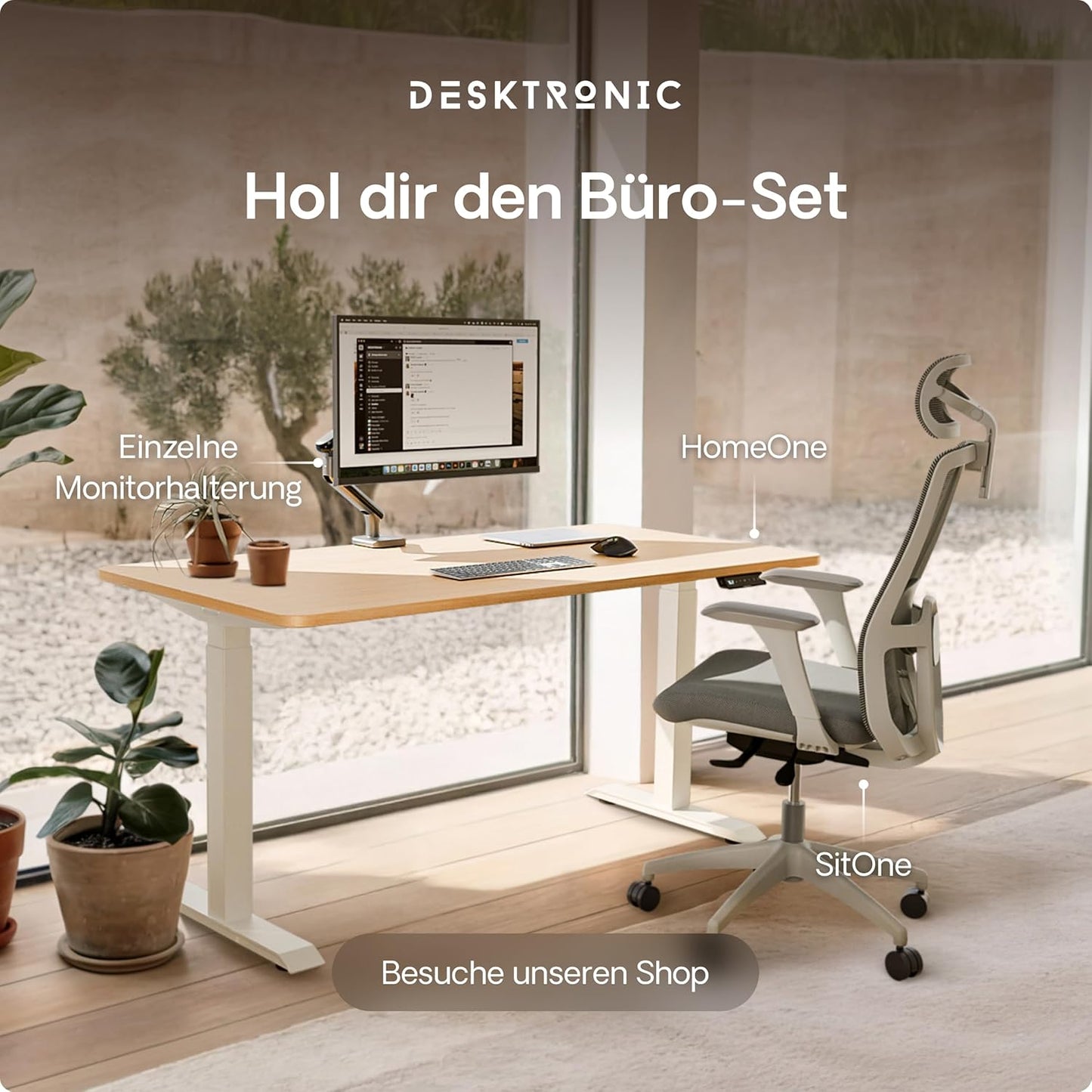 Desktronic HomeOne Elektrisch Höhenverstellbarer Schreibtisch, USB-Anschlüsse, Ergonomisch