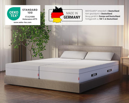 Bodyguard Bett1 Boxspring Matratze – 2in1 Liegehärten, Ergonomisch, QXSchaum, Oeko-TEX®, Made in Germany