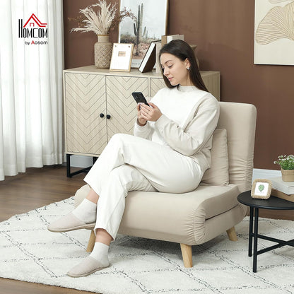 HOMCOM 3-in-1 Schlafsessel Beige – Klappsofa mit Bettfunktion & verstellbarer Rückenlehne