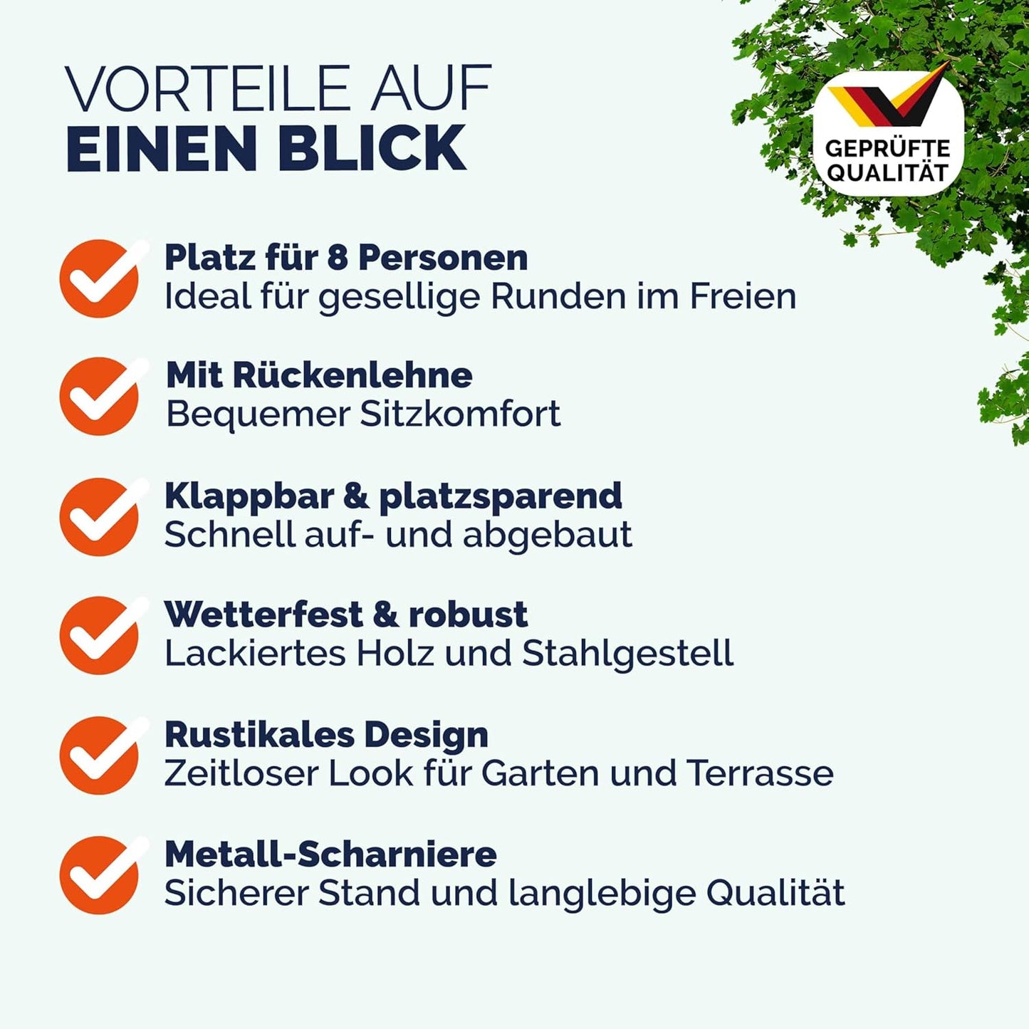 Casaria Bierzeltgarnitur mit Lehne 170 cm, Klappbar, Holz Stahl, Braun