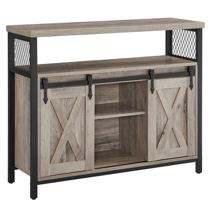 VASAGLE Sideboard mit Schiebetüren, Küchenschrank Landhausstil, Vintagebraun 100 cm