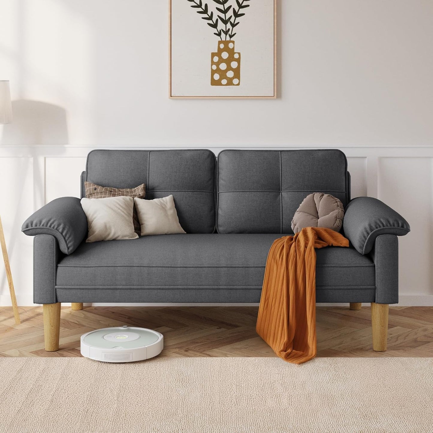 Xbro 2-Sitzer Sofa aus Stoff – Modernes Loveseat, Mit Armlehnen und Seitentasche
